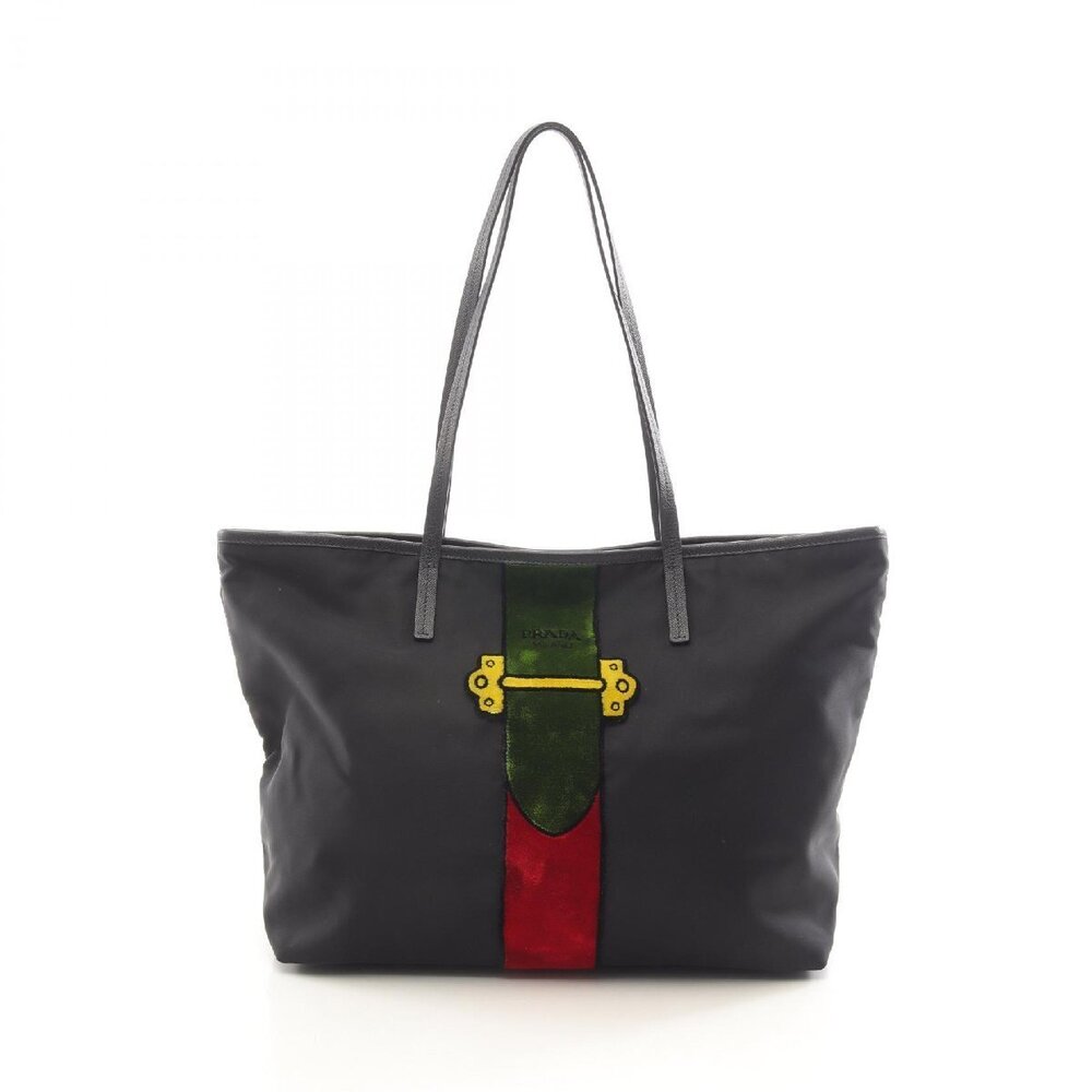 Prada Cahier Trompe loeil Beige Tote Bag Leather Velour